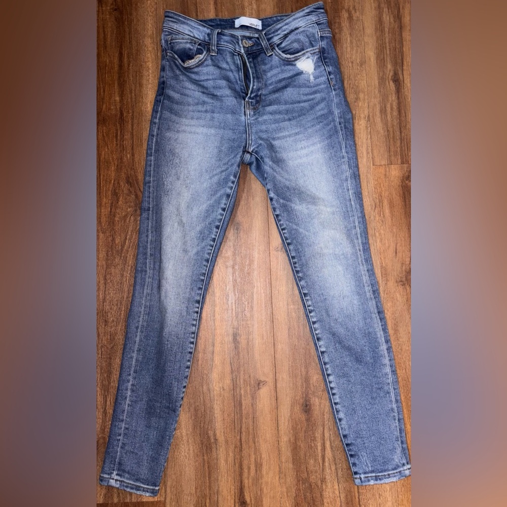 VERVET BY FLYING MONKEY Distressed Blue Skinny Jeans